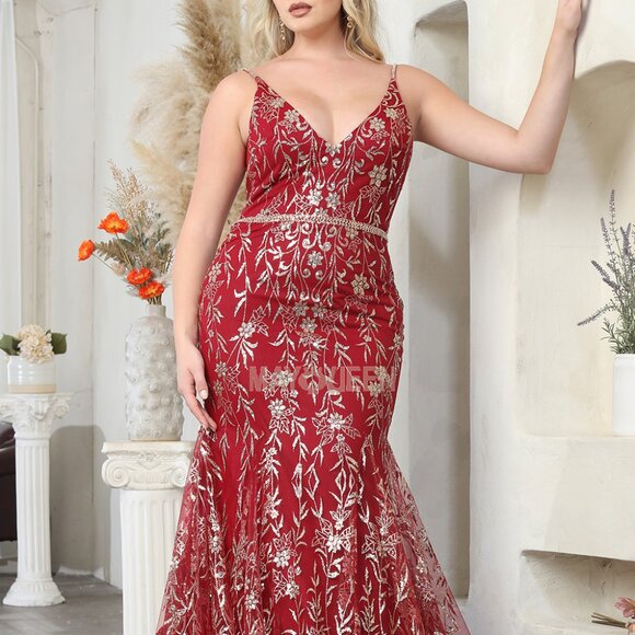Formal Dress,burgundy gold,blush gold, mermaid embellished mother of the bride - Picture 1 of 7